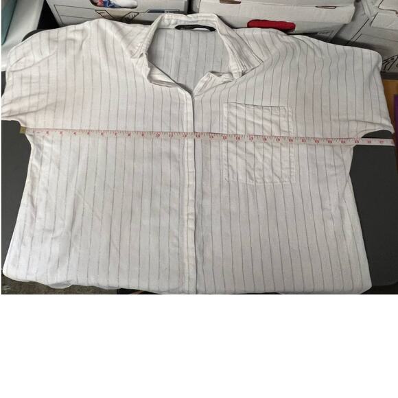 Zara Woman Striped Dolman Sleeve Metallic Shirt Size Medium - Picture 6 of 8